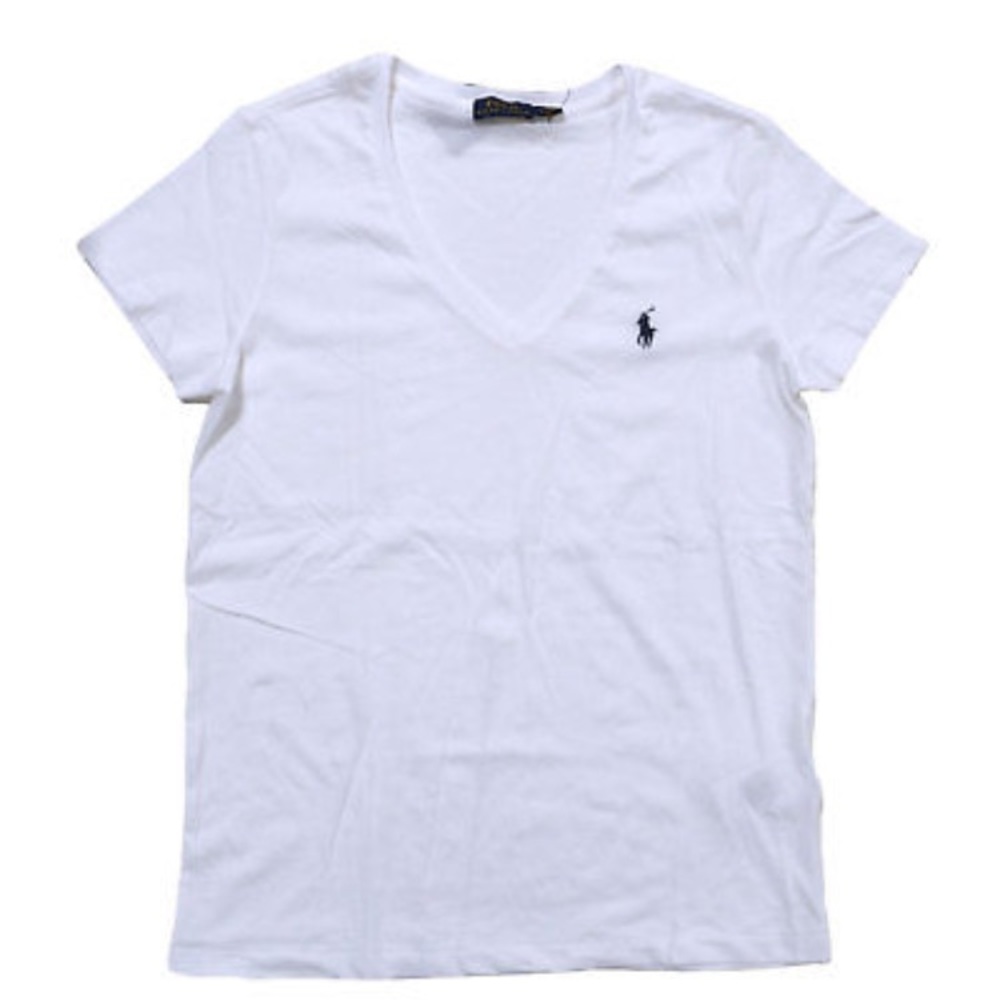 Ralph Lauren Womens V Neck T-Shirt Pony Logo S